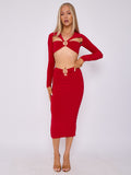 Slinky Buckle Detail Cut Out Crop Top & Skirt Co-ord