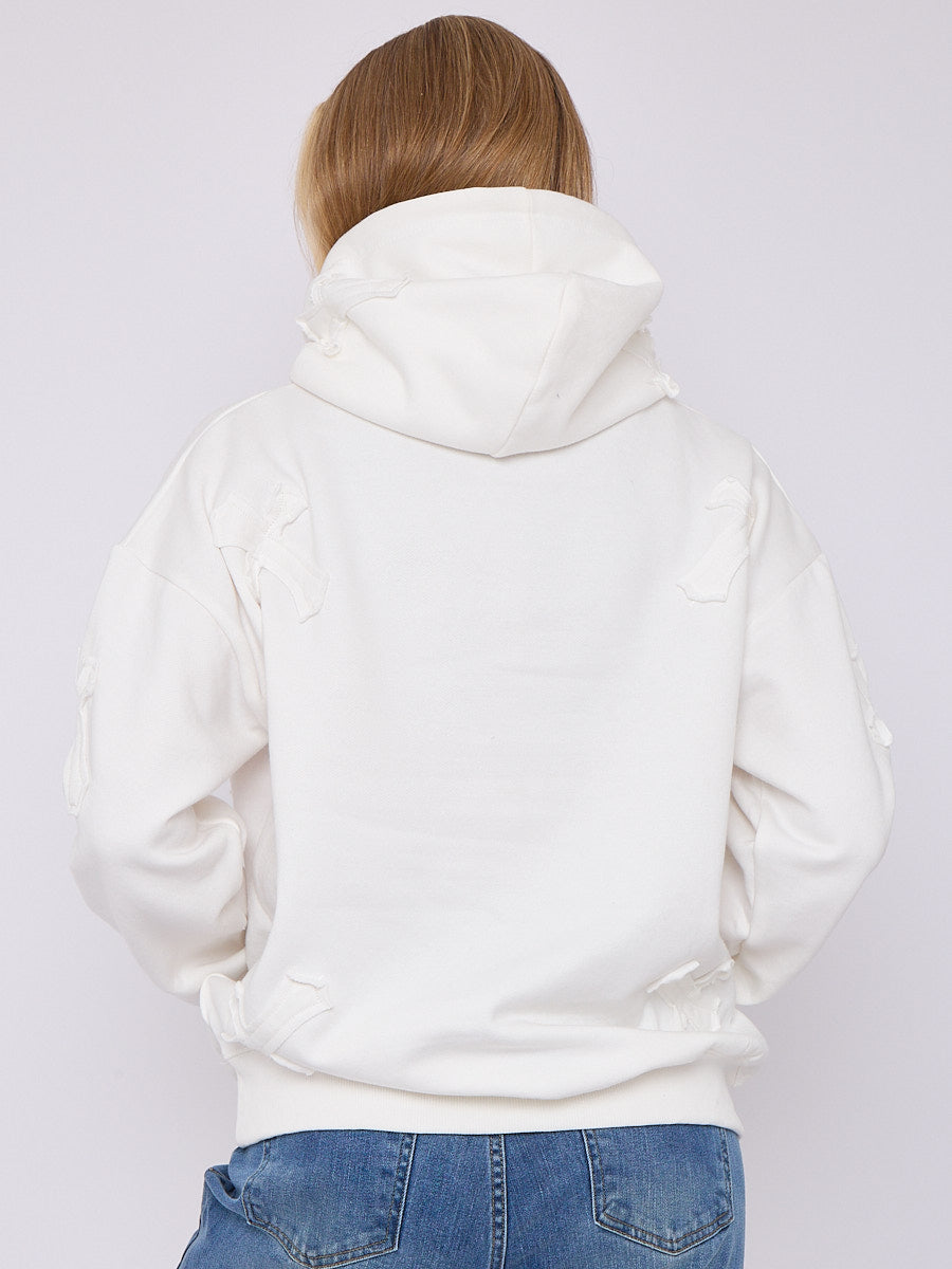 Oversized Crucifix Embroidered Hoodie