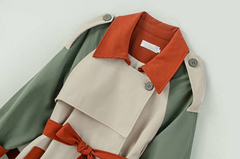 Women's loose long retro trench coat
