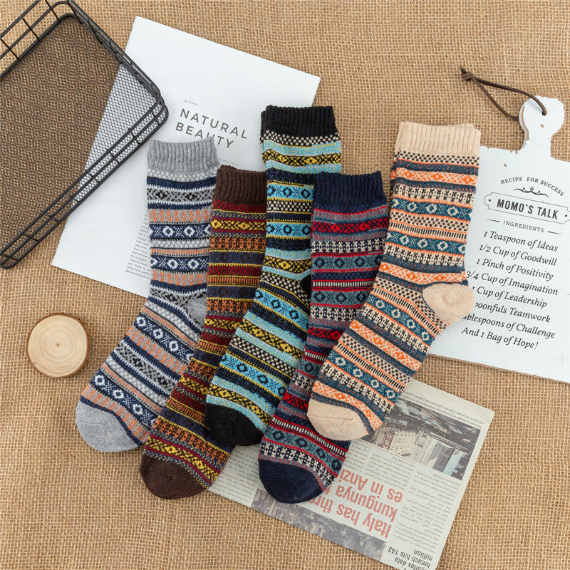 Men's Thickened Ethnic Style Checkered Socks