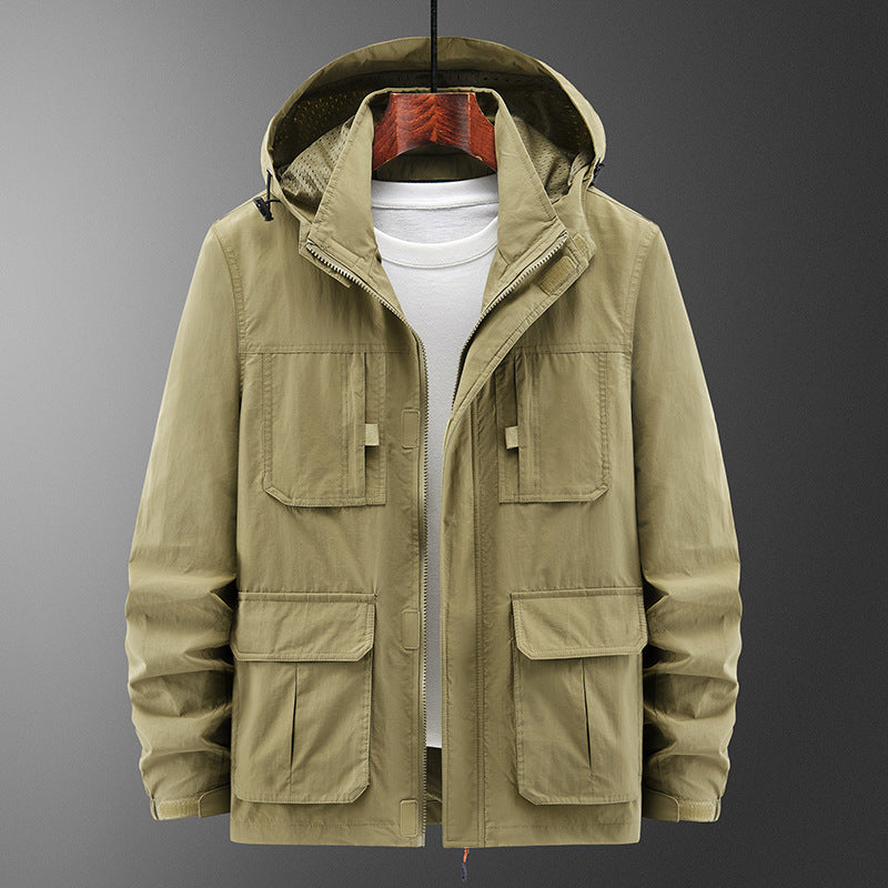 Men’s Fashion Casual Loose Outdoor Shell Jacket – Lightweight Windbreaker Coat