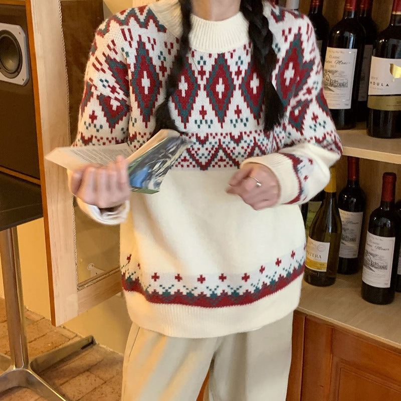 Loose Retro Idle Style Pullover Knitted Top