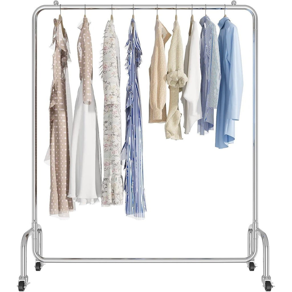 Vivo Technologies Heavy Duty Clothes Rail Freestanding Garment Rail Metal Clothes Rack on Wheels Clothing Rail Holds 100 kg for Shop Home Office Bedroom Laundry Room Indoor