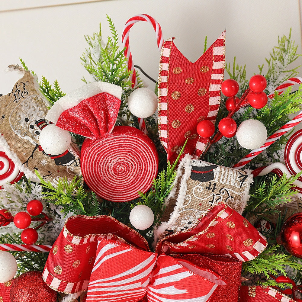 Christmas Wreath Candy Upside Down Tree Garland Artificial Xmas Ornament Hpme Porch Window Door Wall Hanging Decoration
