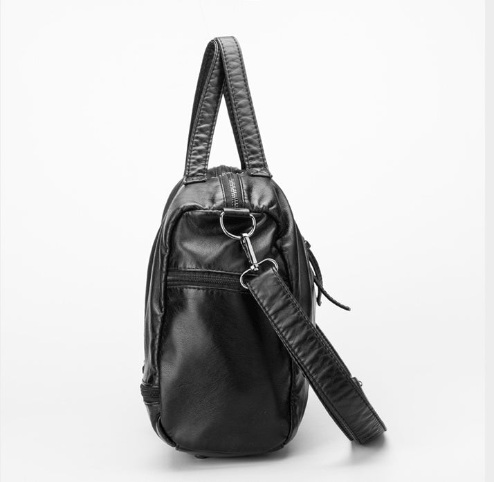 Autumn and winter new Messenger bag washed leather large capacity motorcycle bag handbags shoulder bag ladies big bag