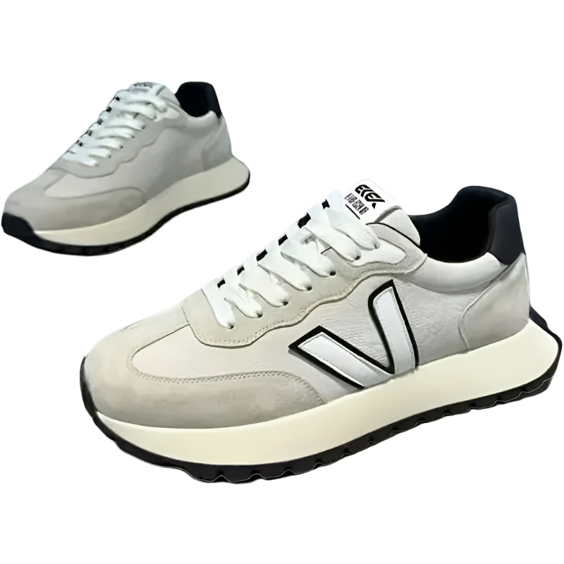Men'S Casual Sports Shoes - Black with White Laces, Rubber Sole, Low Top, Lace-Up Design