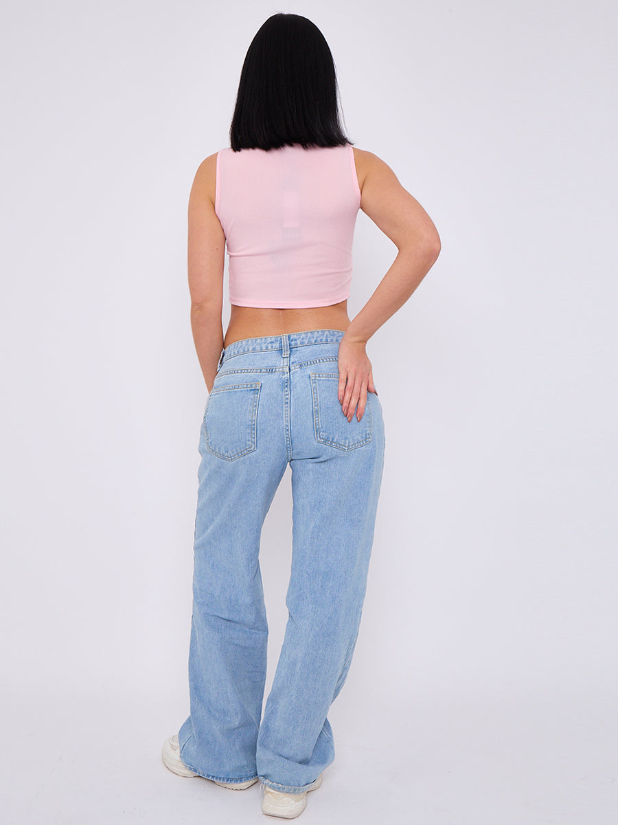 Bow Front Detail Ribbed Crop Top