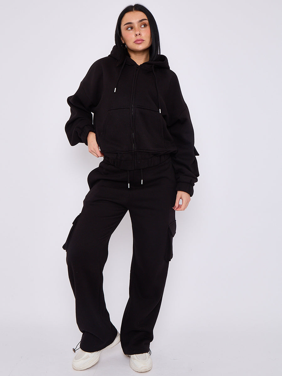 Cargo Style Zip Hoodie Set
