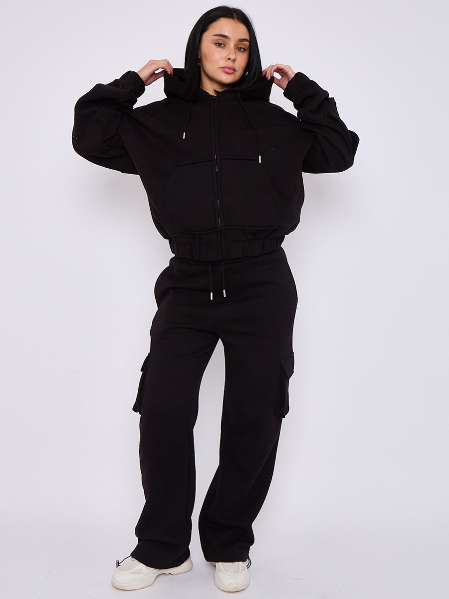 Cargo Style Zip Hoodie Set