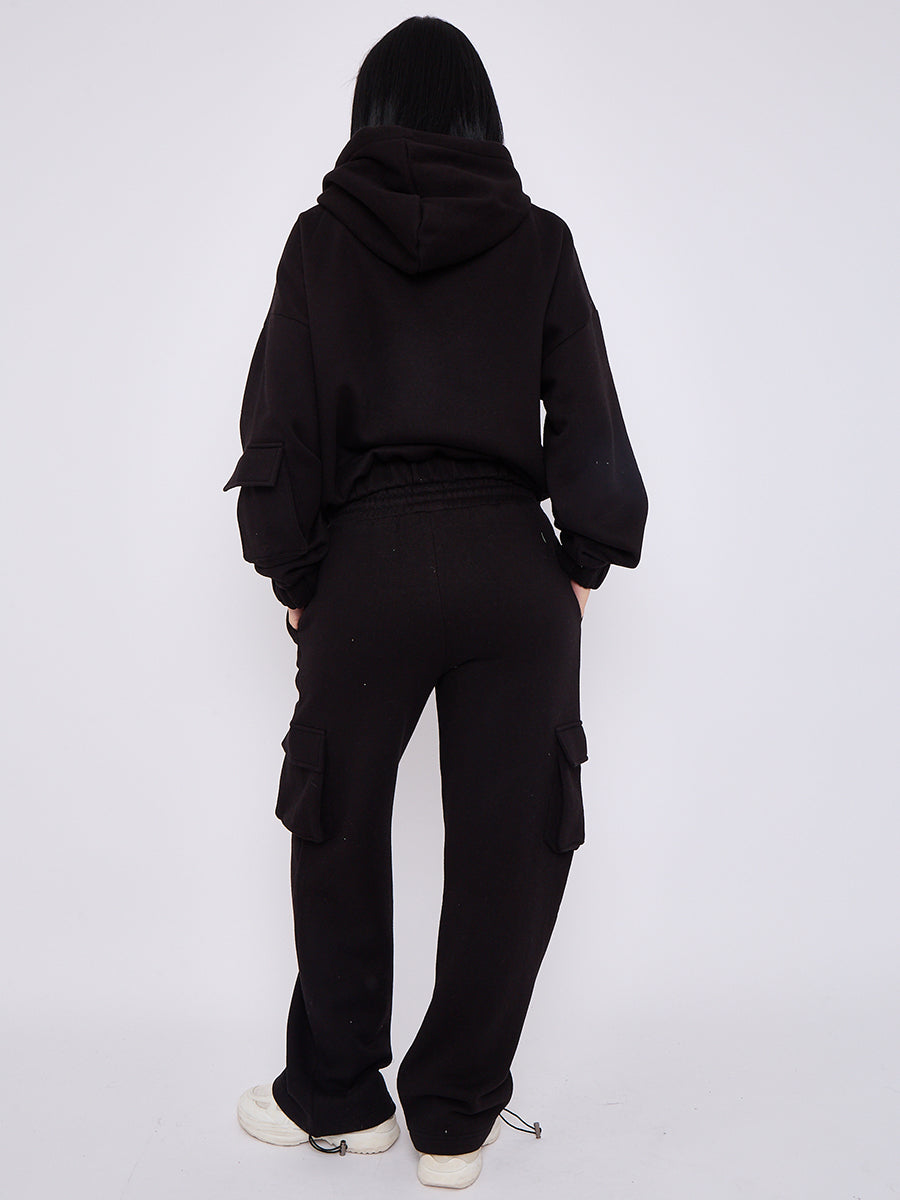 Cargo Style Zip Hoodie Set