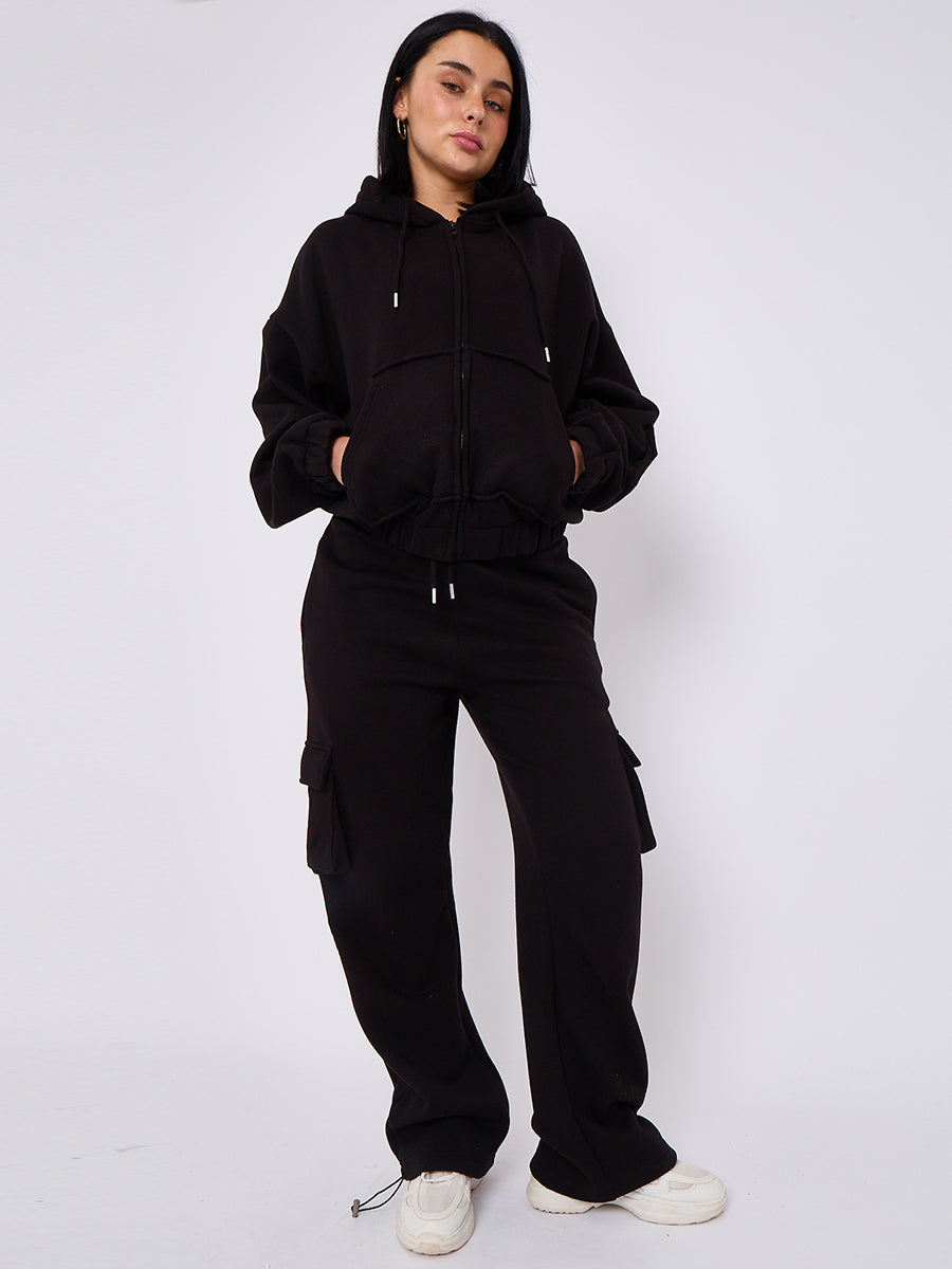Cargo Style Zip Hoodie Set