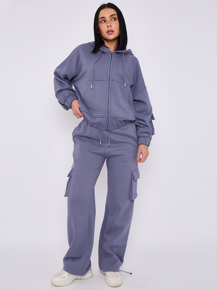 Cargo Style Zip Hoodie Set