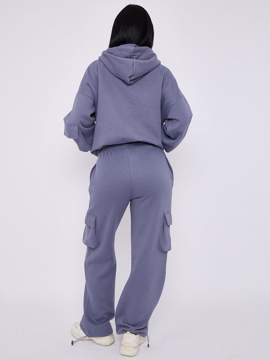 Cargo Style Zip Hoodie Set