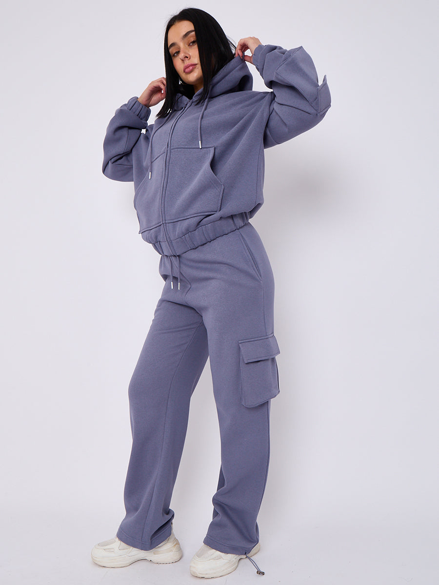 Cargo Style Zip Hoodie Set
