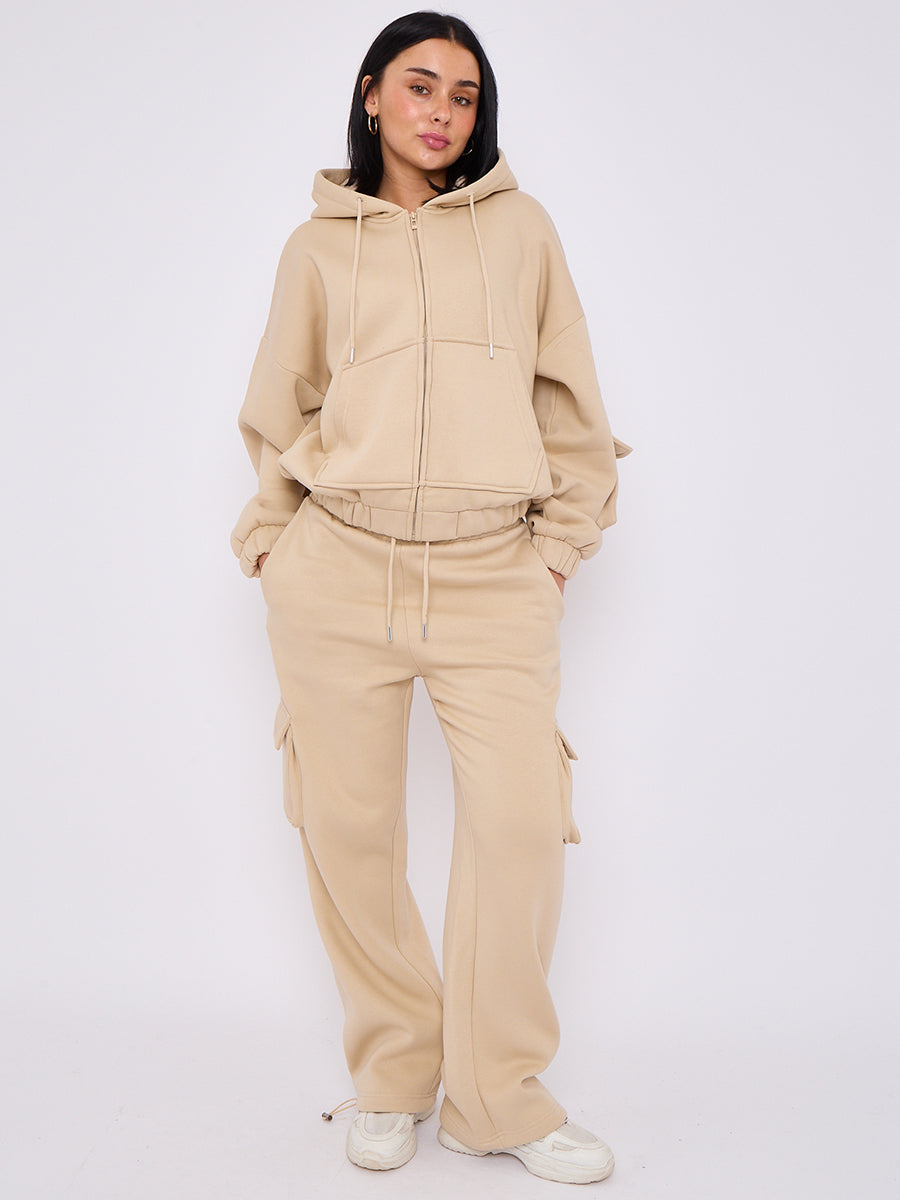 Cargo Style Zip Hoodie Set