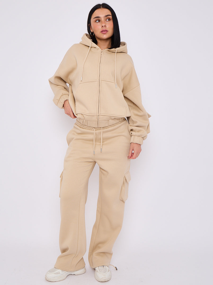 Cargo Style Zip Hoodie Set