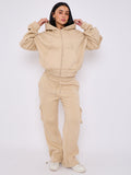 Cargo Style Zip Hoodie Set