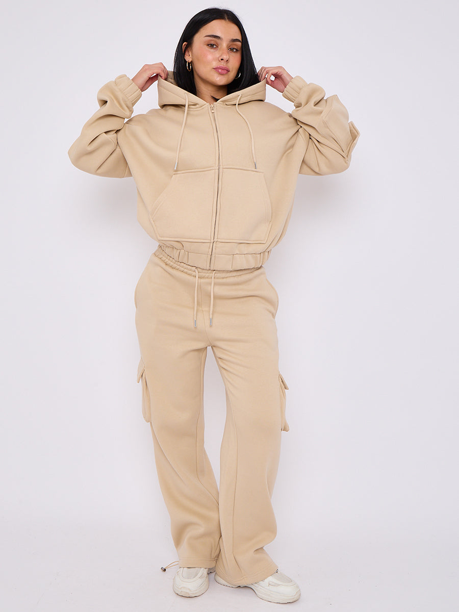 Cargo Style Zip Hoodie Set