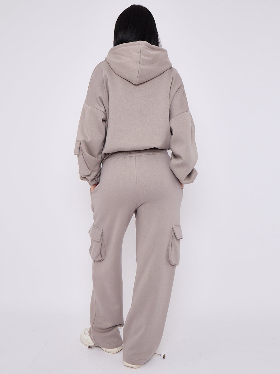 Cargo Style Zip Hoodie Set
