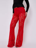 Lace Detail High Waist Flared Trousers