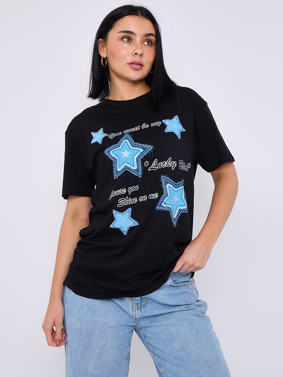 Lucky Star Graphic Printed T-Shirt