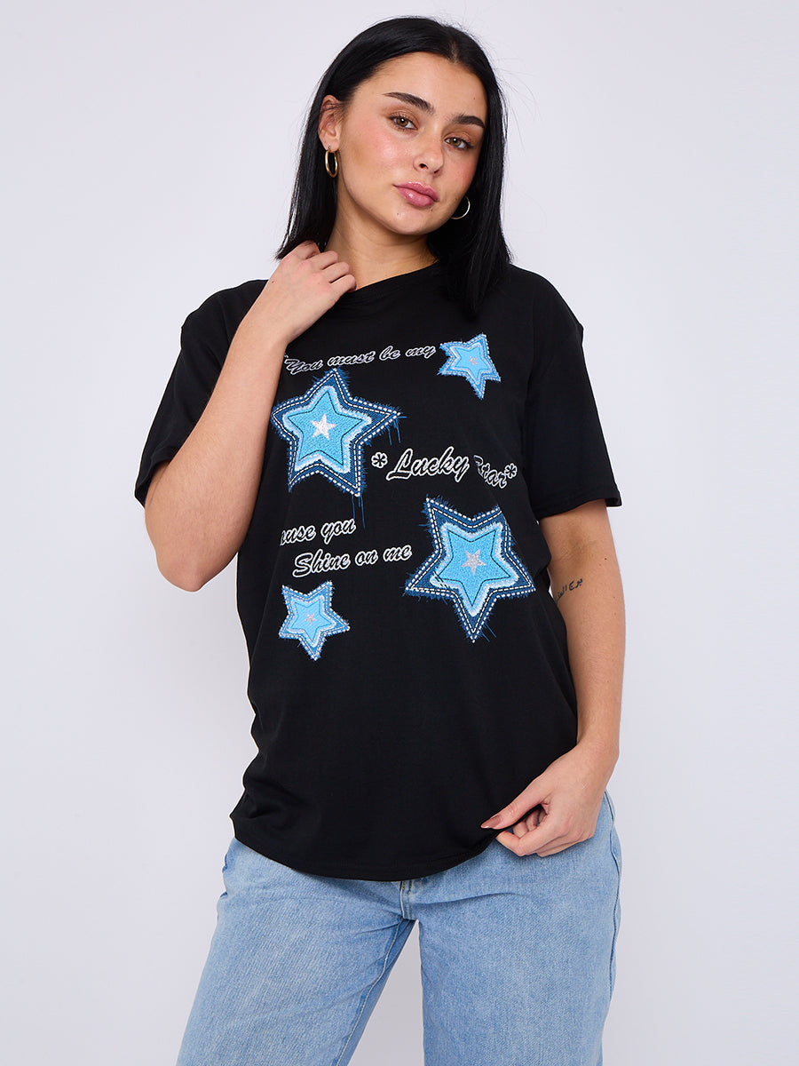 Lucky Star Graphic Printed T-Shirt