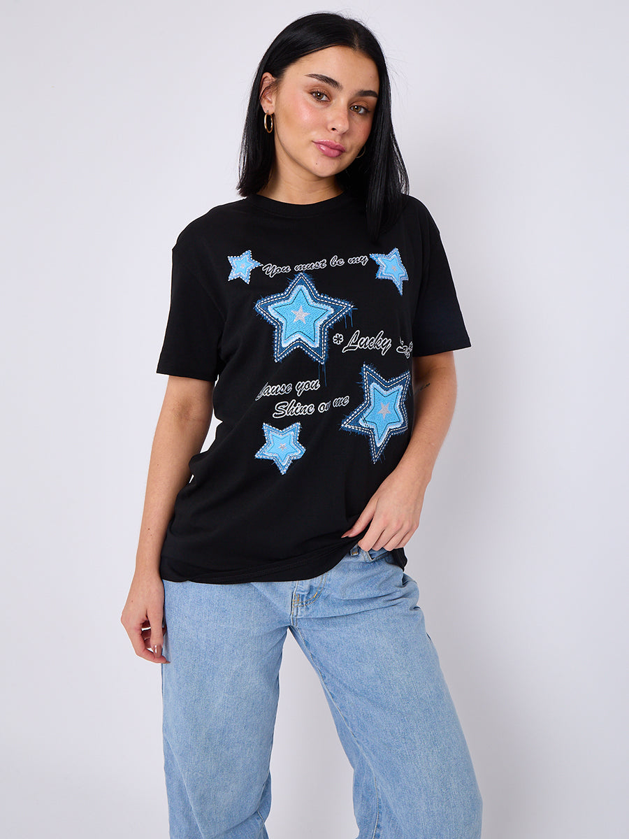 Lucky Star Graphic Printed T-Shirt