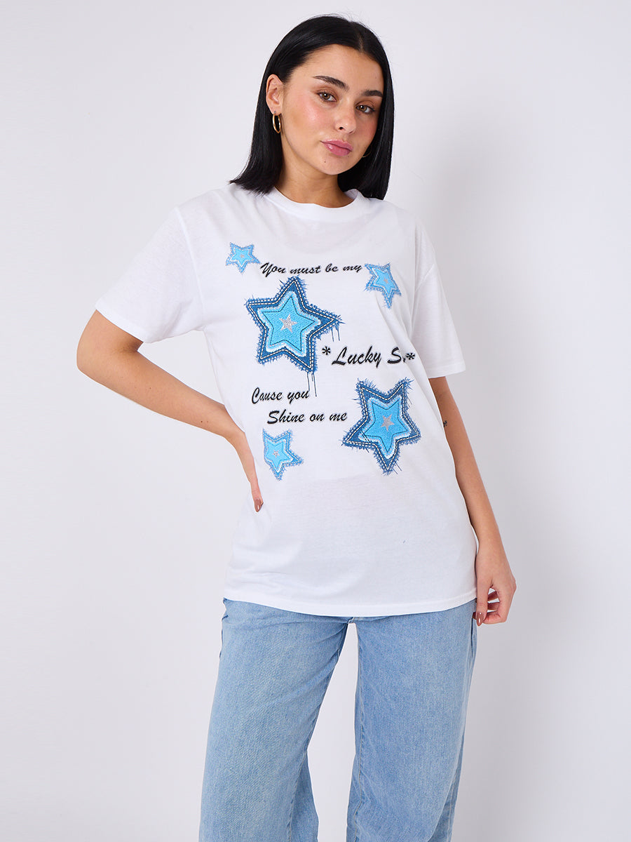 Lucky Star Graphic Printed T-Shirt