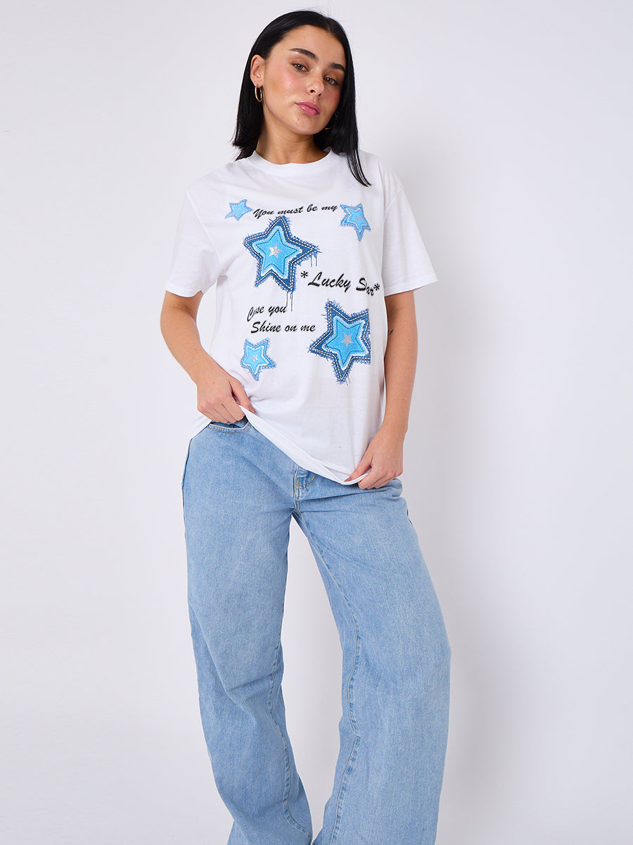 Lucky Star Graphic Printed T-Shirt