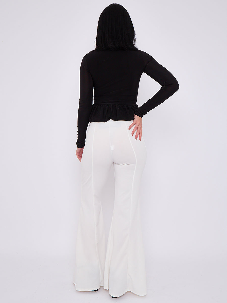 Bubble Hem Slinky Long Sleeve Top