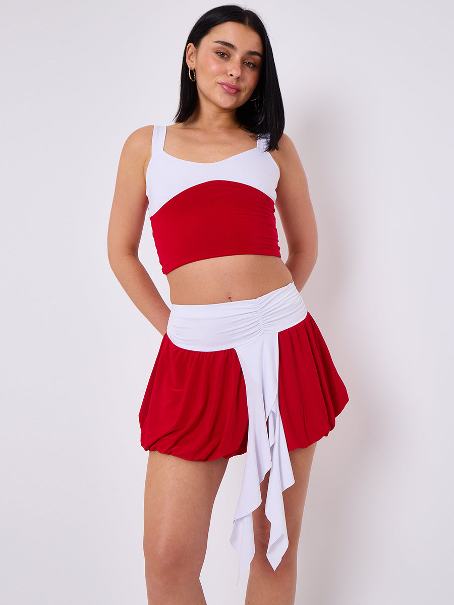 Contrast Trim Slinky Crop Top & Skirt Co-ord