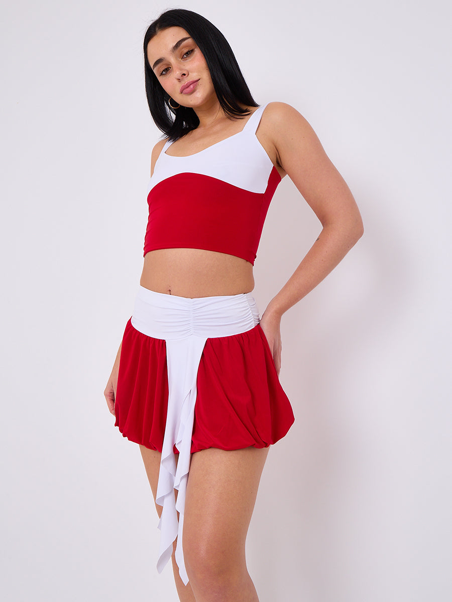 Contrast Trim Slinky Crop Top & Skirt Co-ord