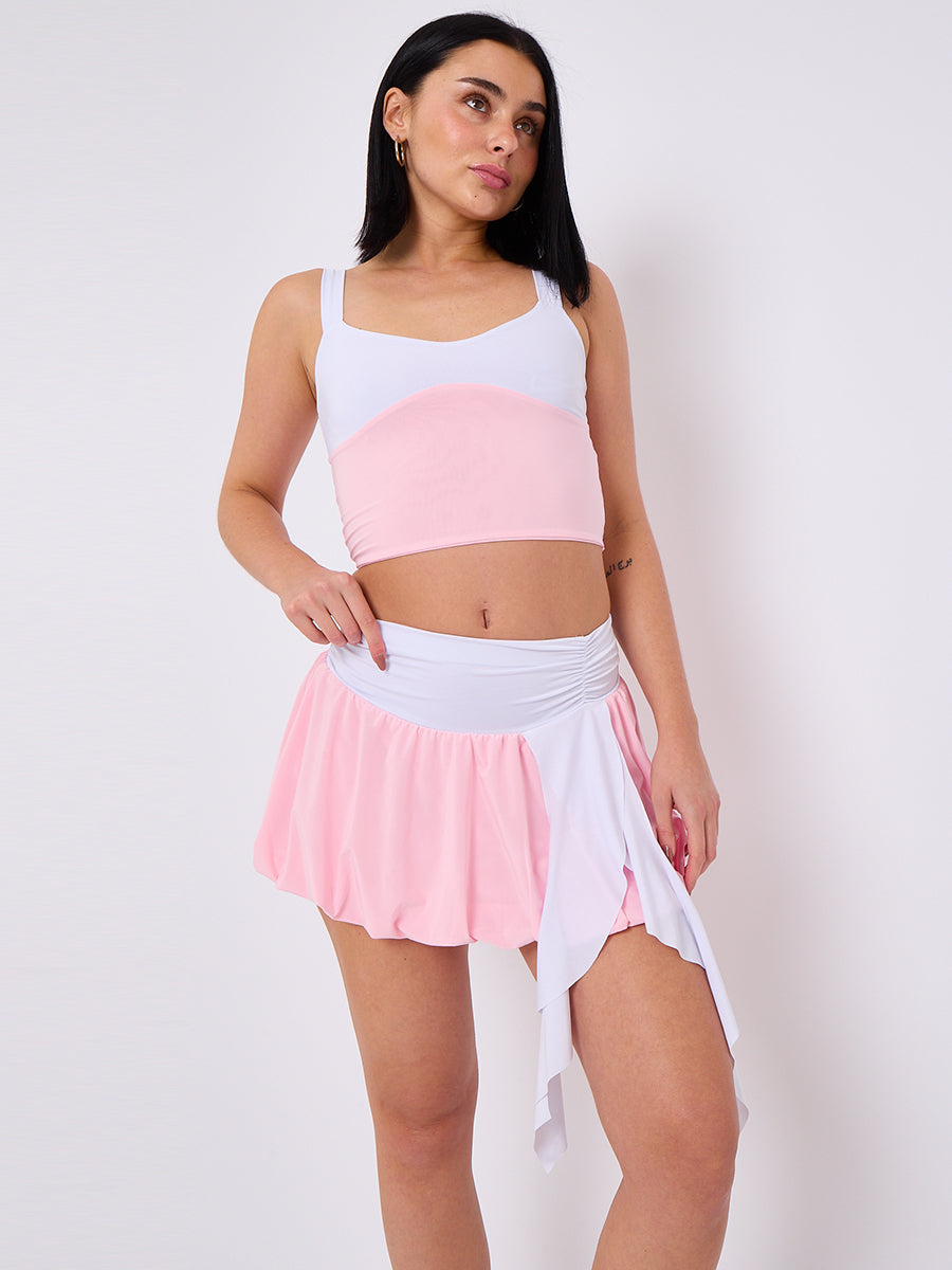 Contrast Trim Slinky Crop Top & Skirt Co-ord