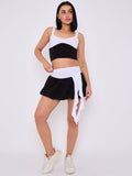 Contrast Trim Slinky Crop Top & Skirt Co-ord