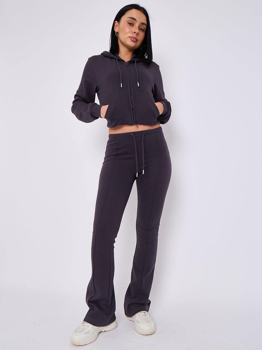 Interlock Cropped Zip Hoodie and Flared Trouser Set