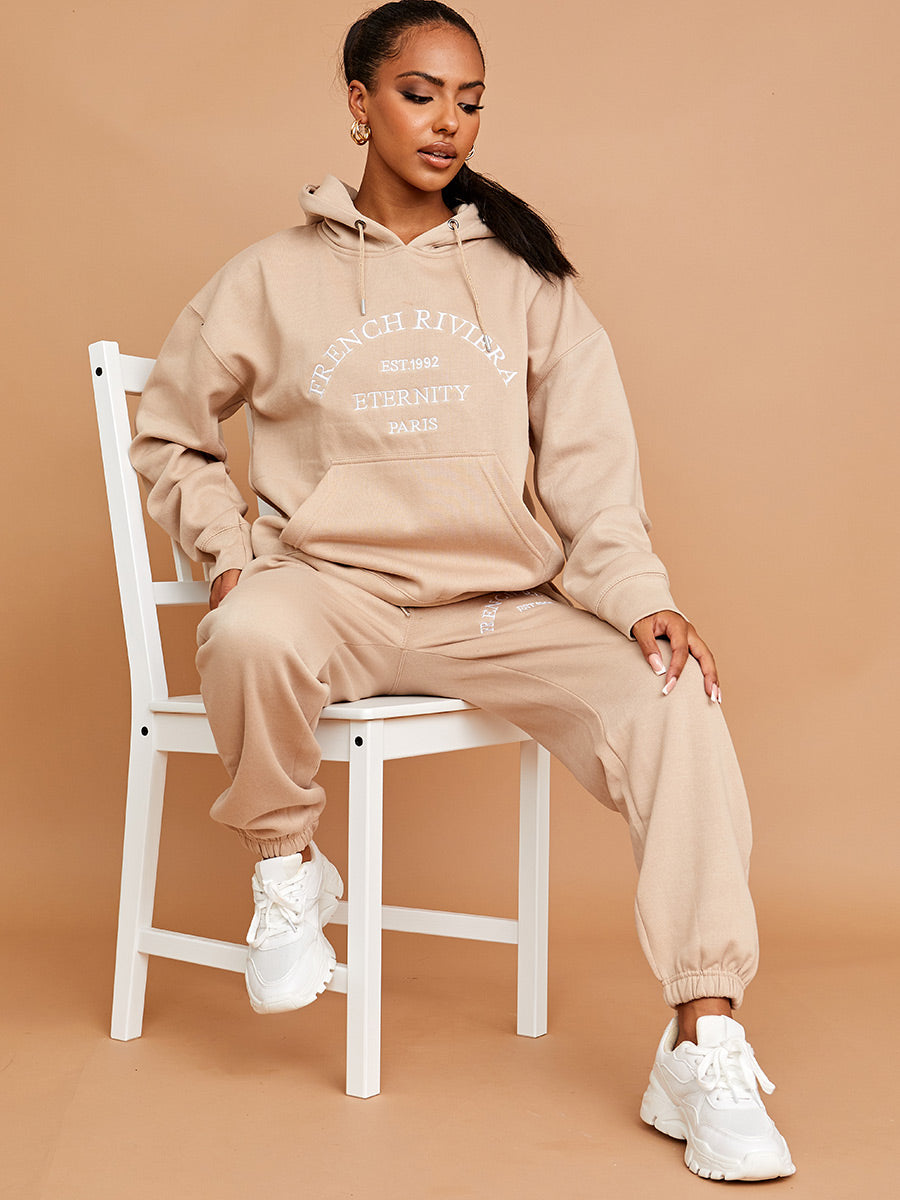 Embroidered French Riviera Hooded Fleece Co-ord