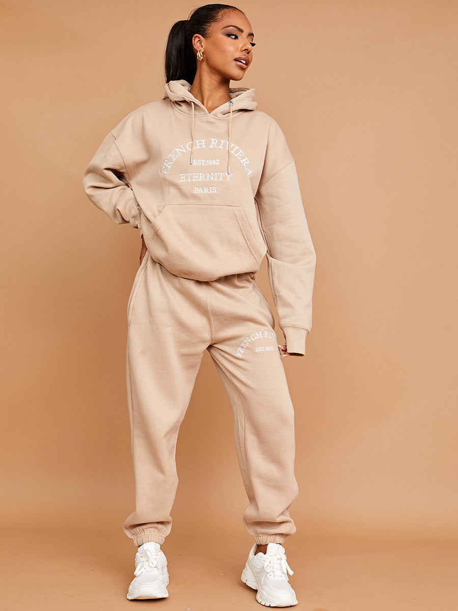 Embroidered French Riviera Hooded Fleece Co-ord