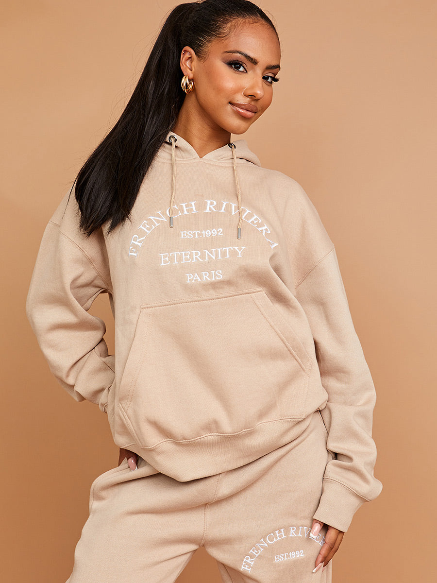 Embroidered French Riviera Hooded Fleece Co-ord