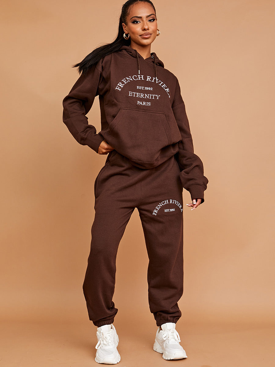 Embroidered French Riviera Hooded Fleece Co-ord