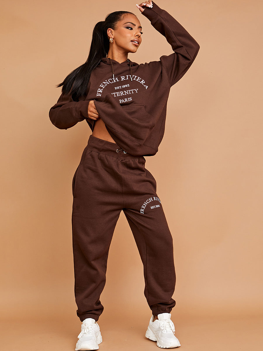 Embroidered French Riviera Hooded Fleece Co-ord