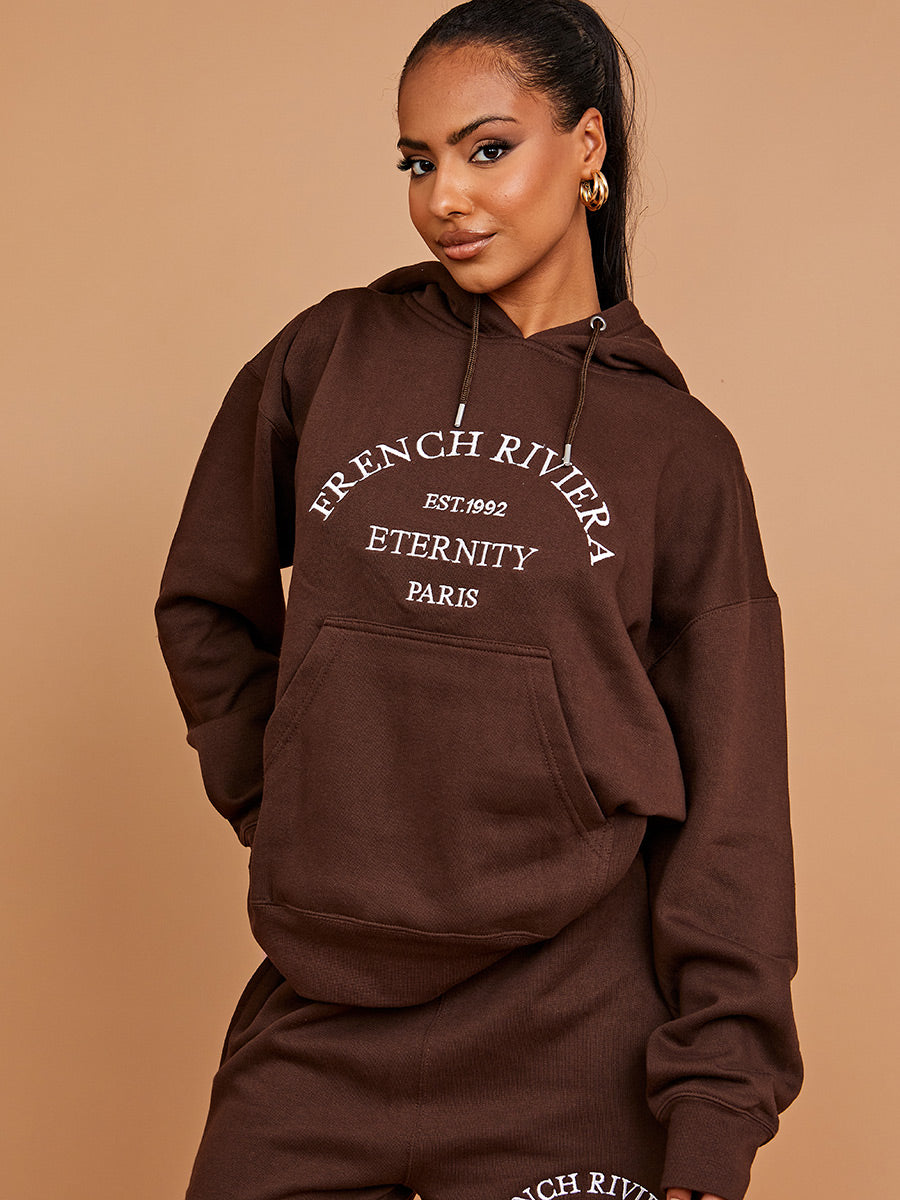 Embroidered French Riviera Hooded Fleece Co-ord