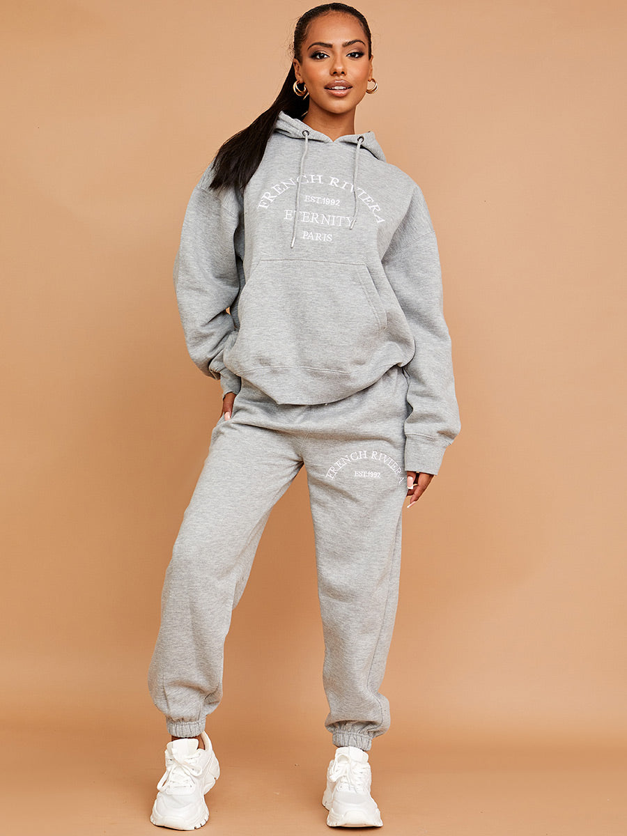 Embroidered French Riviera Hooded Fleece Co-ord