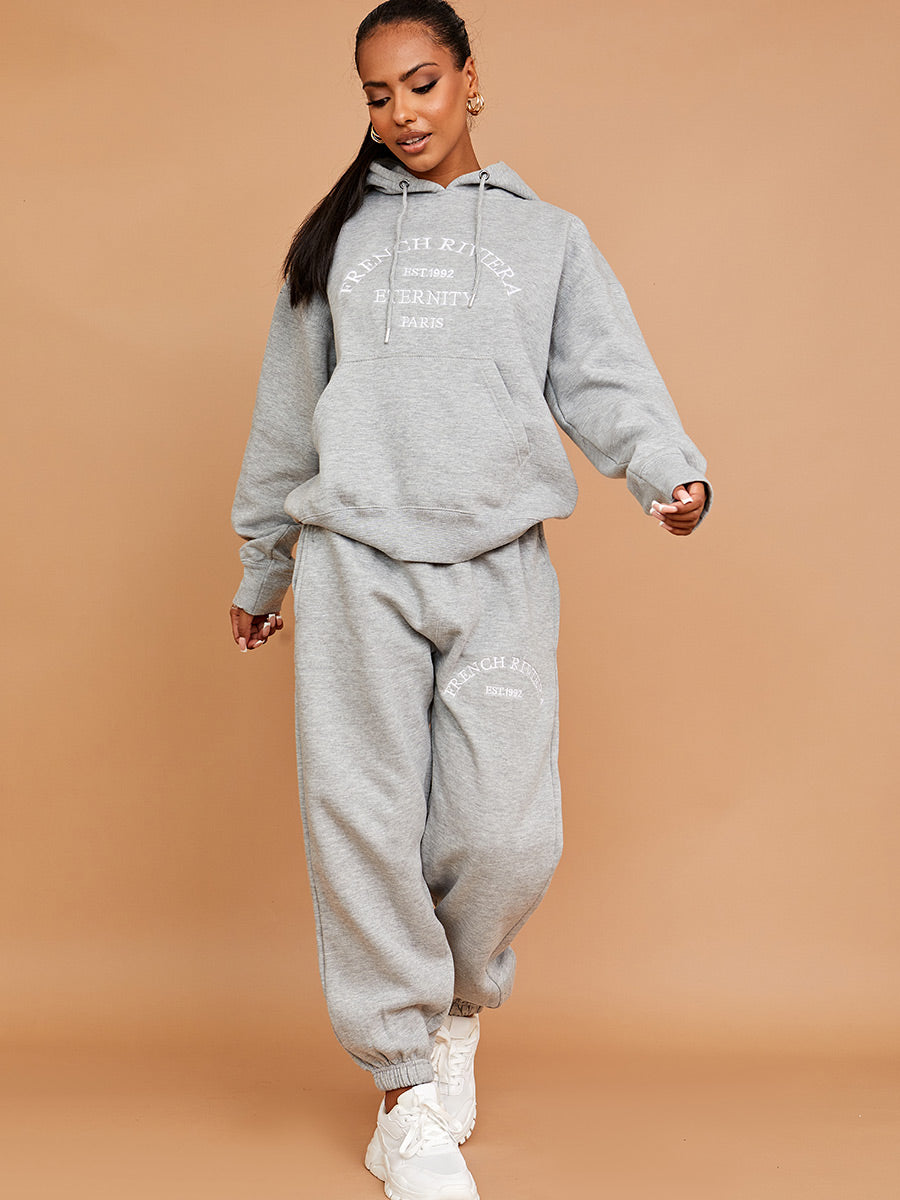 Embroidered French Riviera Hooded Fleece Co-ord