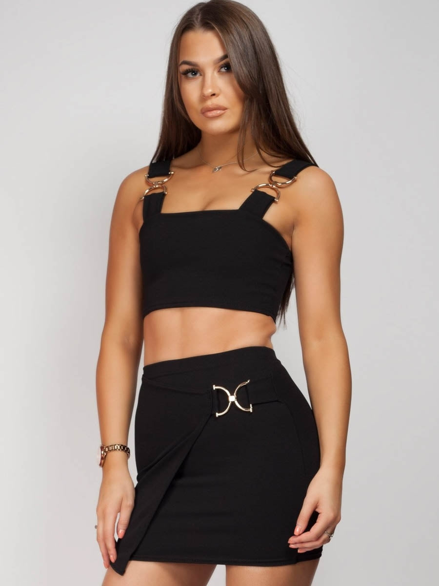 Celeb Olivia Wrap Over Buckle Skirt & Top Co-ord