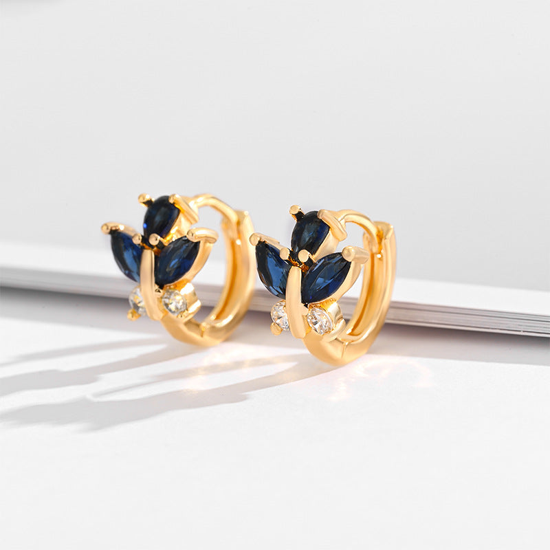 Fashion Multi-style Square Crystal Zircon Ornament Gold Plated Diamond Ear Ring