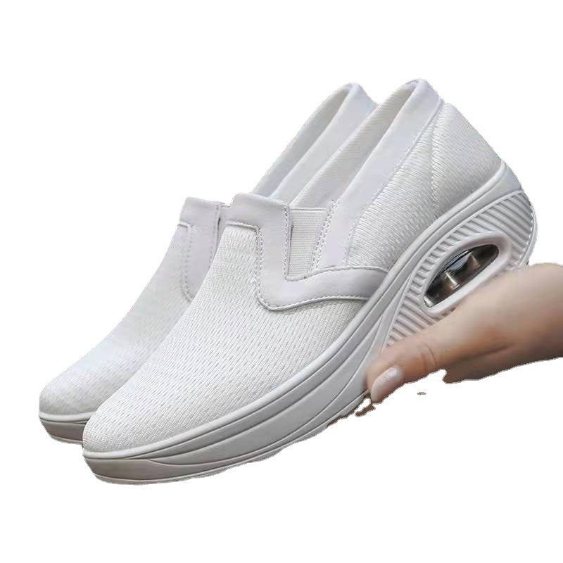 Women's Round Toe Breathable Mesh Wedge Heel Hollow Lightweight Casual Sports Shoes