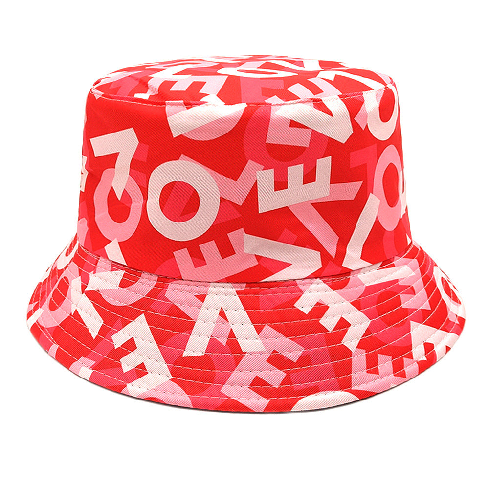 Valentine's Day Heart Printing Bucket Hat Foreign Trade Casual Double-sided Wear