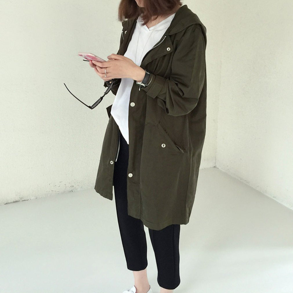 Mid-length zip cardigan plus size trench coat