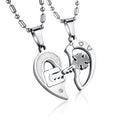 2-Piece Heart Key Couple Necklace Set