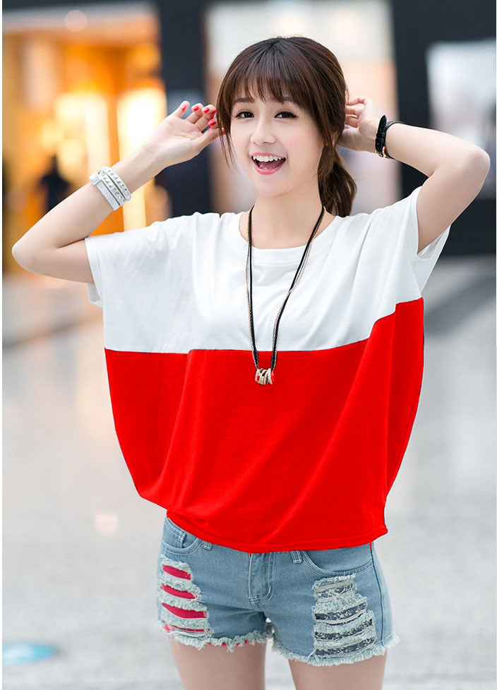 Loose-fitting Batwing Sleeve Shirt Student Women's Short Sleeve